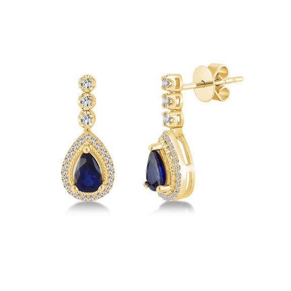 0.80 Karat IDL Sertifikalı Safir Pırlanta Küpe