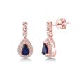 0.80 Karat IDL Sertifikalı Safir Pırlanta Küpe