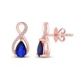 0.70 Karat Pırlantalı Safir Küpe
