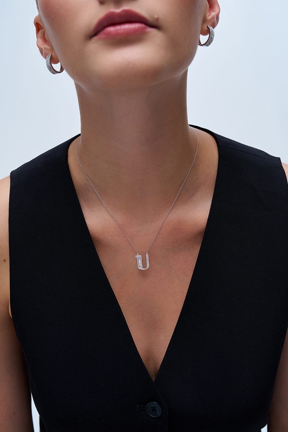 0.45 Karat IDL Sertifikalı Tasarım Pırlanta Baget Kolye