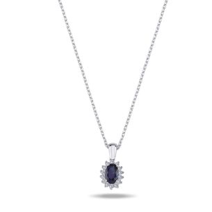 0.43 Karat Pırlantalı Safir Kolye