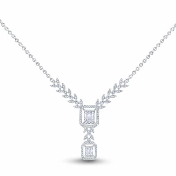 0.91 Karat IDL Sertifikalı Tasarım Pırlanta Baget Kolye