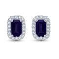 0.92 Karat IDL Sertifikalı Pırlanta Safir Küpe