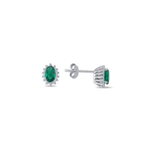 0.98 Karat Pırlantalı Zümrüt Küpe