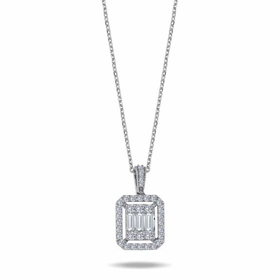 0.90 Karat IDL SERTİFİKALI Baget Pırlanta Kolye