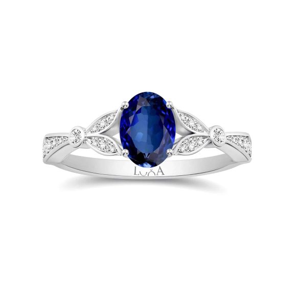 1.10 Karat IDL SERTİFİKALI Pırlantalı Safir Yüzük
