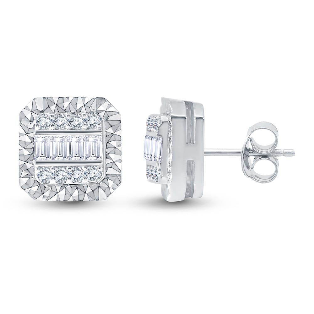 0.31 Karat IDL Sertifikalı Pırlanta Baget Küpe