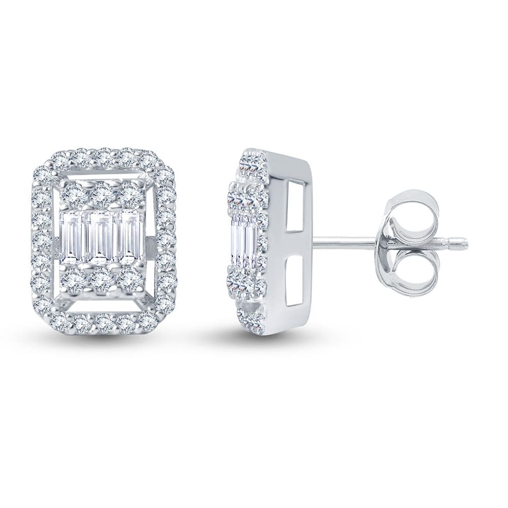 0.30 Karat IDL Sertifikalı Pırlanta Baget Küpe