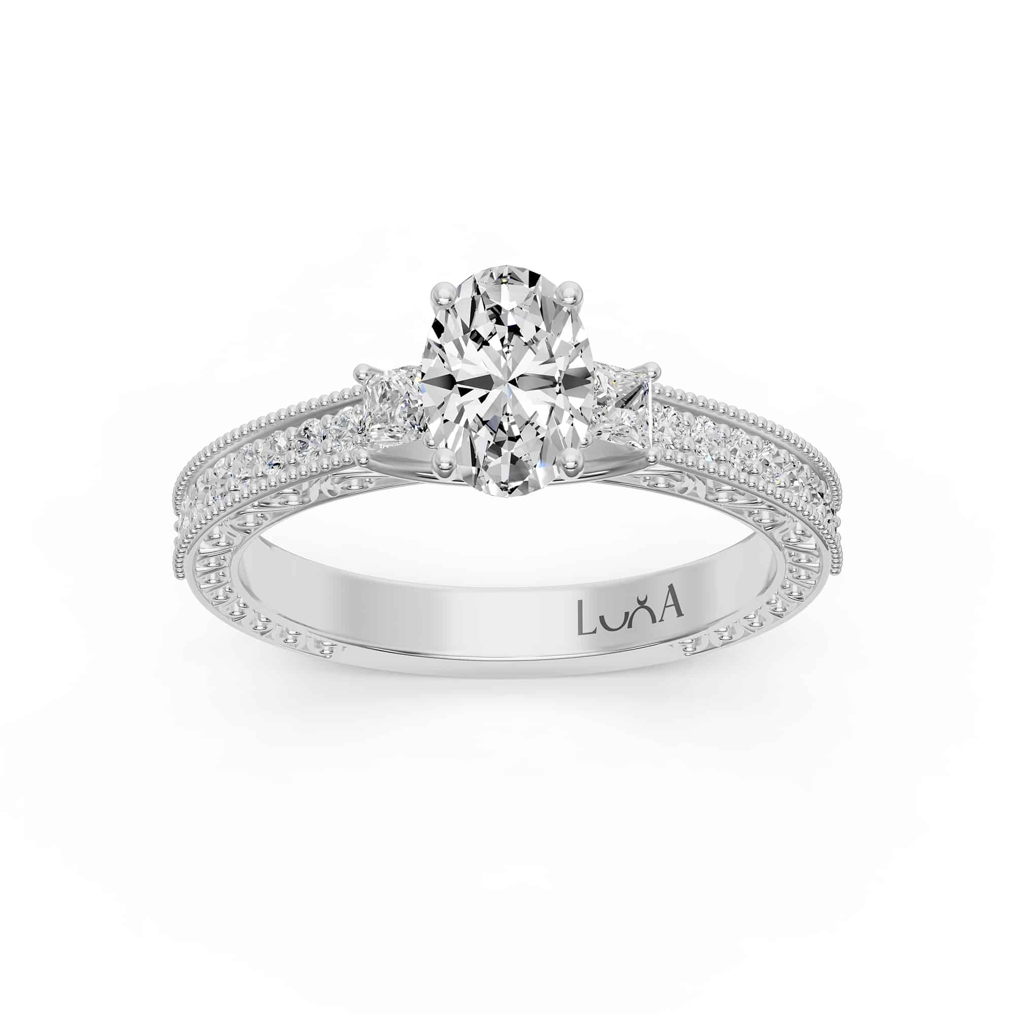 1.46 Karat HRD Sertifikalı Özel Tasarım Oval Pırlanta Yüzük